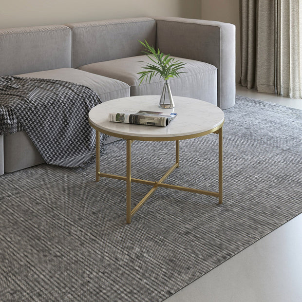 Appollo Sebastien 80 cm (31.5 in.) Round Metal Coffee Table with Marble Top