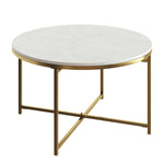Appollo Sebastien 80 cm (31.5 in.) Round Metal Coffee Table with Marble Top