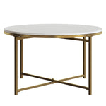 Appollo Sebastien 80 cm (31.5 in.) Round Metal Coffee Table with Marble Top
