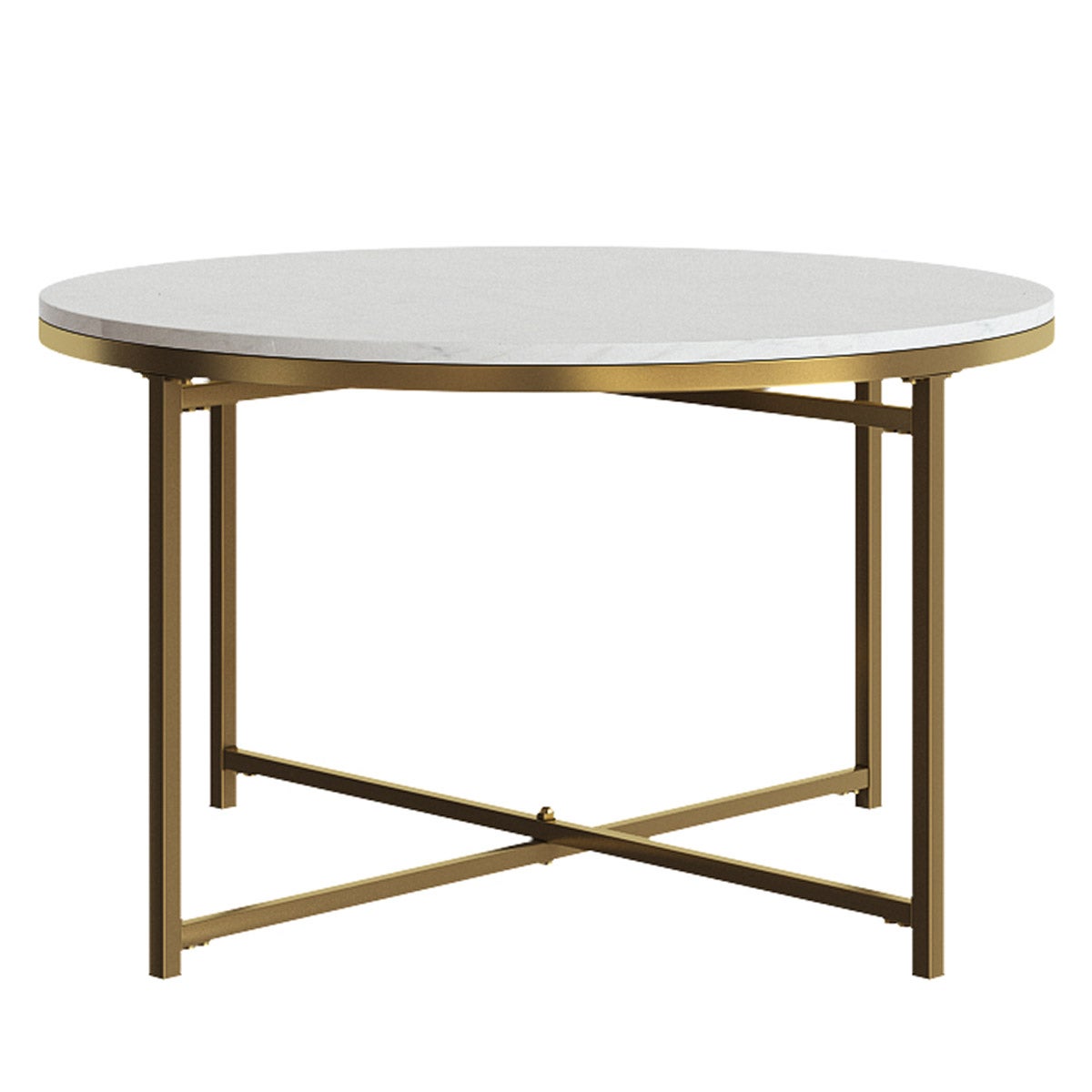 Appollo Sebastien 80 cm (31.5 in.) Round Metal Coffee Table with Marble Top