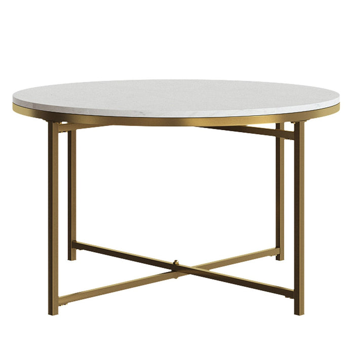 Appollo Sebastien 80 cm (31.5 in.) Round Metal Coffee Table with Marble Top
