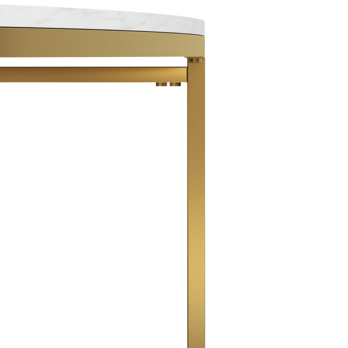 Appollo Sebastien 80 cm (31.5 in.) Round Metal Coffee Table with Marble Top