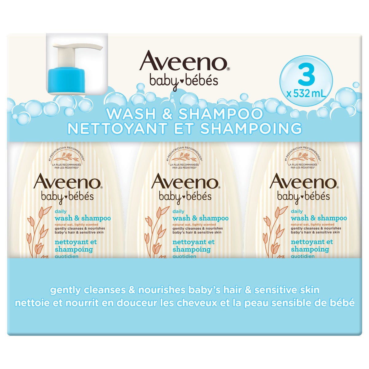 Aveeno Baby Wash and Shampoo 3 x 532 mL