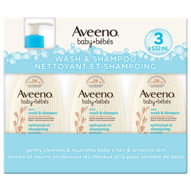 Aveeno Baby Wash and Shampoo 3 x 532 mL
