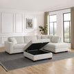 Thomasville Miles Right-hand Facing 3-piece Fabric Sectional with Storage Ottoman, Beige