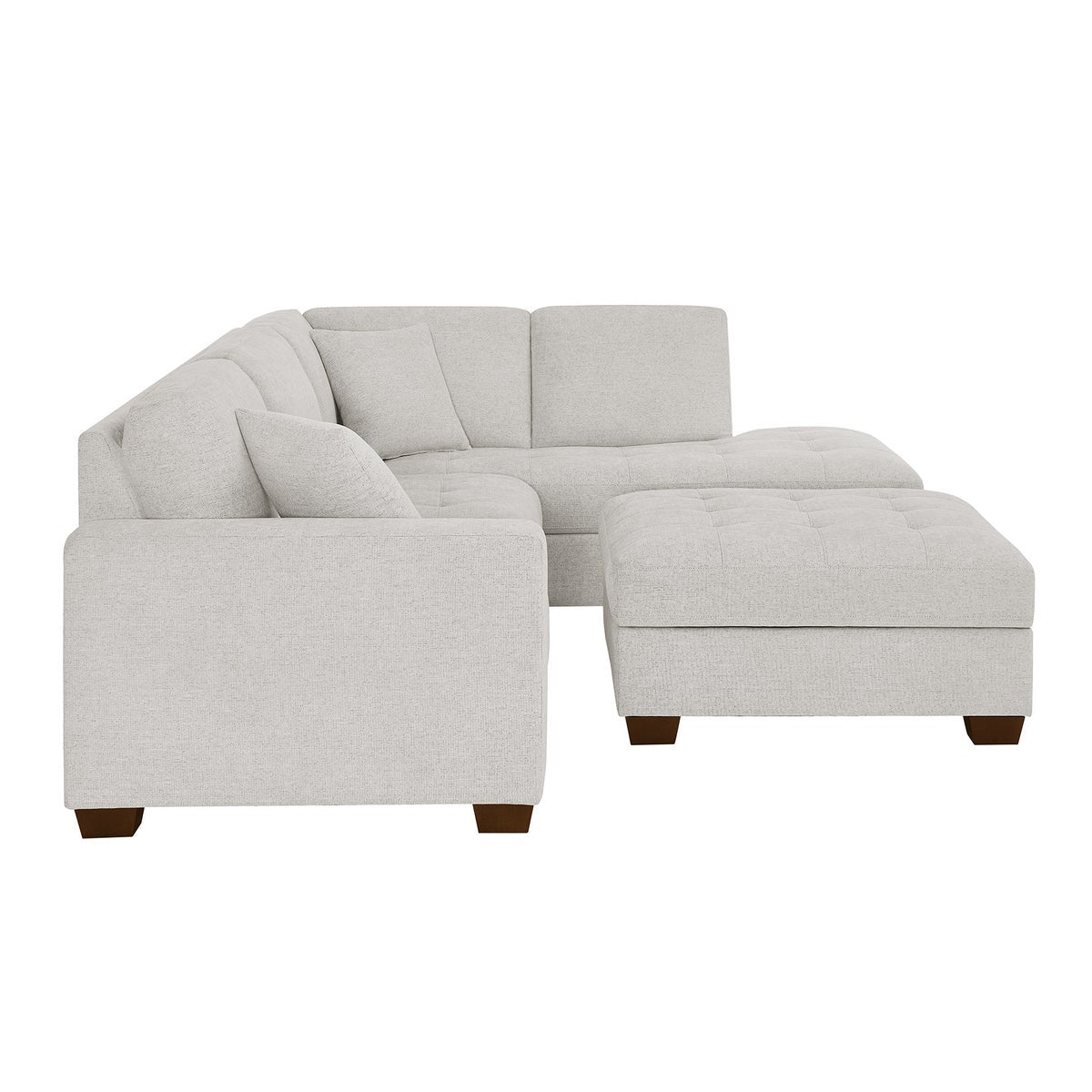 Thomasville Miles Right-hand Facing 3-piece Fabric Sectional with Storage Ottoman, Beige