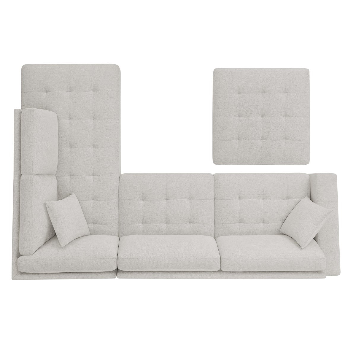 Thomasville Miles Right-hand Facing 3-piece Fabric Sectional with Storage Ottoman, Beige
