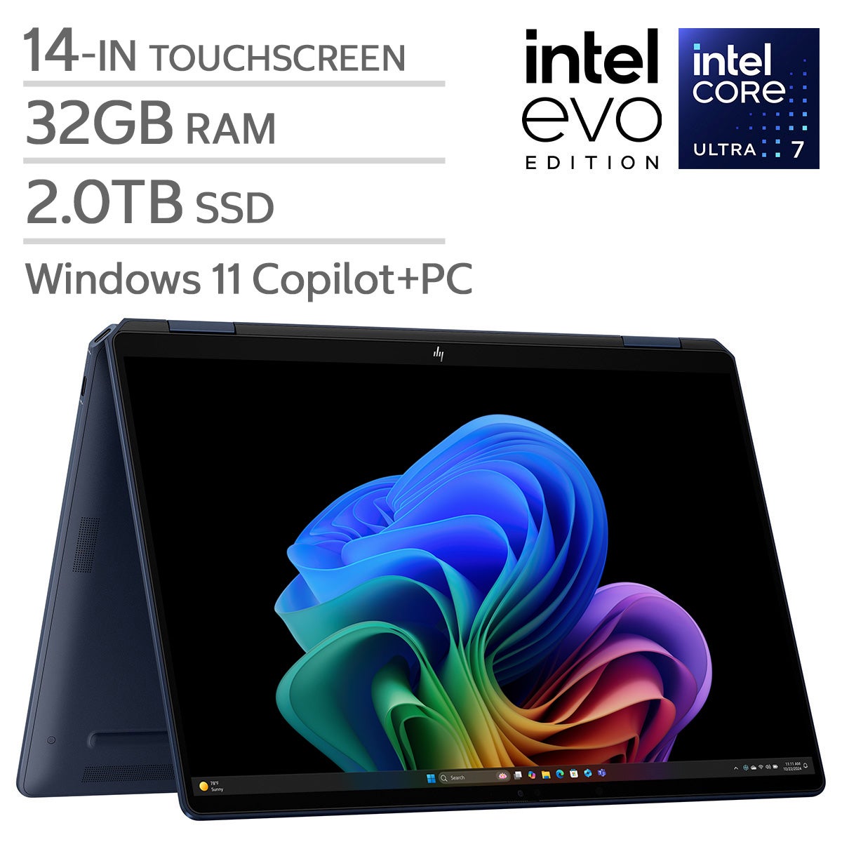 HP OmniBook Ultra Flip 2-in-1 14-in. Touchscreen Intel Evo OLED Copilot+ PC Laptop, Intel Evo Core Ultra 7 258V, 32 GB RAM, 2 TB SSD