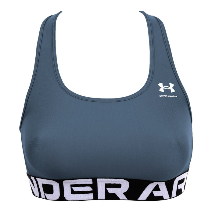 Under Armour Women's HeatGear Mid Branded Sports Bra - Blue