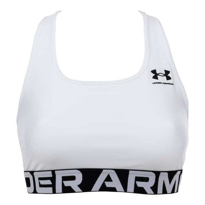 Under Armour Women's HeatGear Mid Branded Sports Bra - White