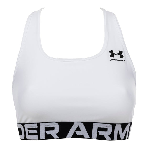 Under Armour Women's HeatGear Mid Branded Sports Bra - White