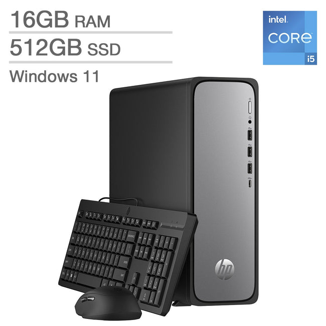 HP OmniDesk Slim Desktop PC, Intel Core i5-14400– 16GB RAM, 512GB SSD