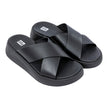FitFlop Women's F-MODE Leather Flatform Cross Slides - Black