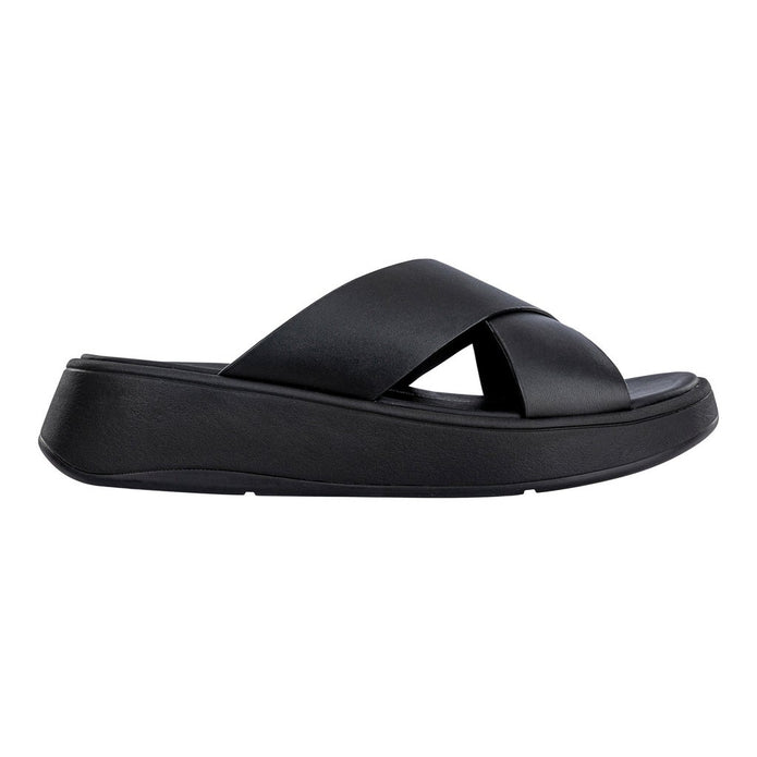FitFlop Women's F-MODE Leather Flatform Cross Slides
