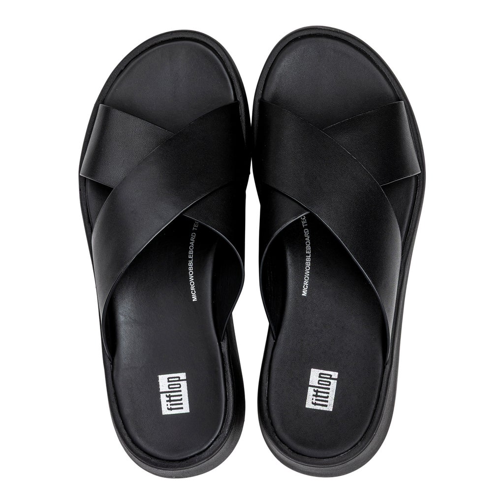 FitFlop Women's F-MODE Leather Flatform Cross Slides