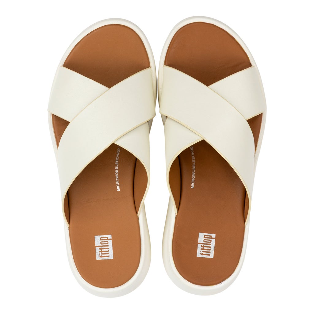 FitFlop Women's F-MODE Leather Flatform Cross Slides
