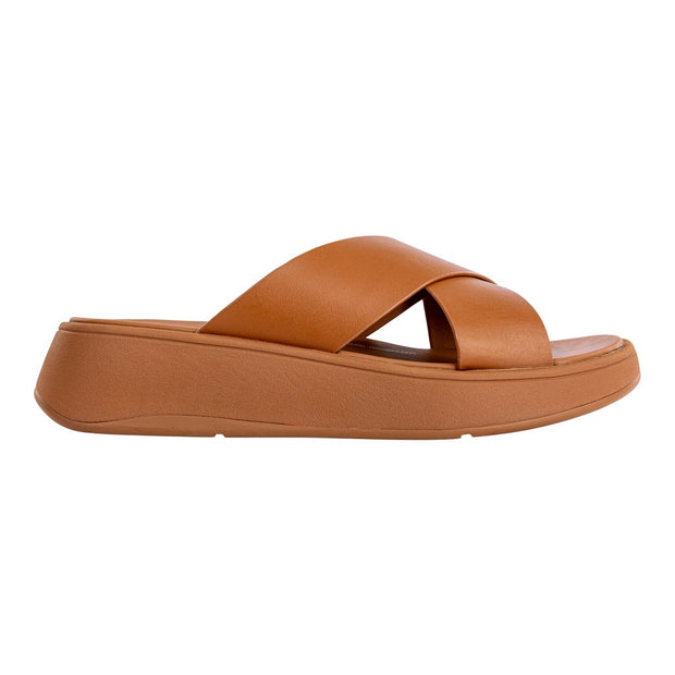 FitFlop Women's F-MODE Leather Flatform Cross Slides