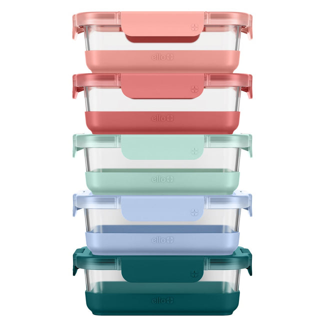 Ello Duraglass Refresh Glass Meal Prep Container Set with Silicone Base 10-piece