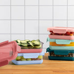Ello Duraglass Refresh Glass Meal Prep Container Set with Silicone Base 10-piece