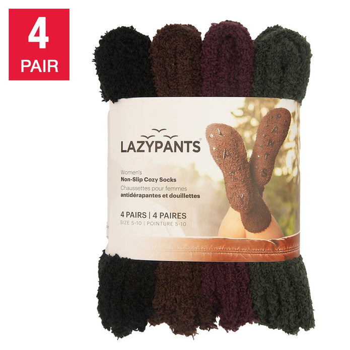 LAZYPANTS Women's Non-slip Cozy Socks, 4-pairs - Black