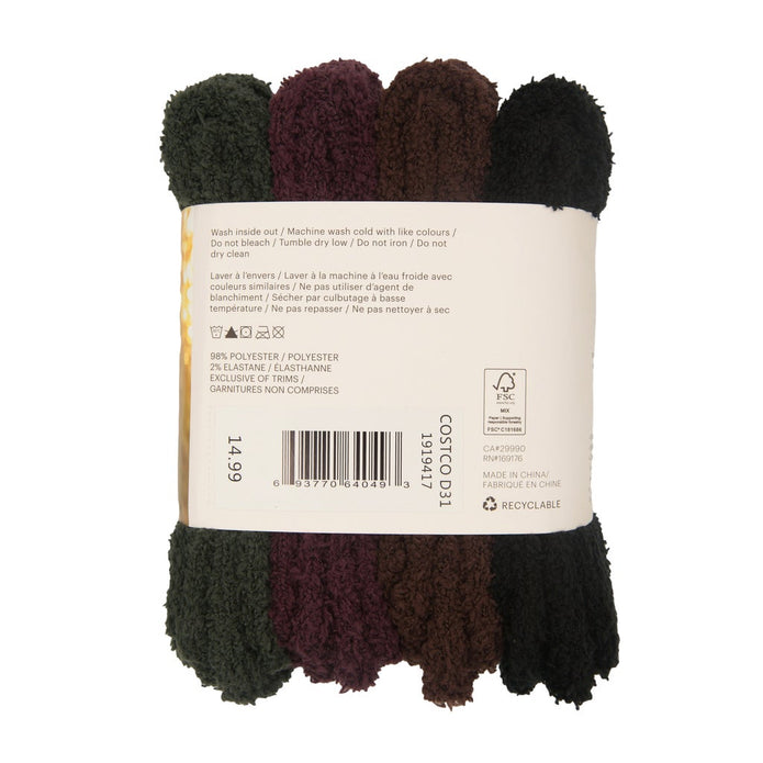 LAZYPANTS Women's Non-slip Cozy Socks, 4-pairs