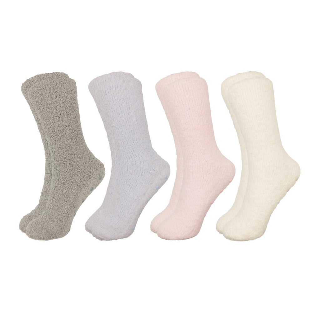 LAZYPANTS Women's Non-slip Cozy Socks, 4-pairs