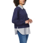 Loft Women's Layered Mixed Media Sweatshirt