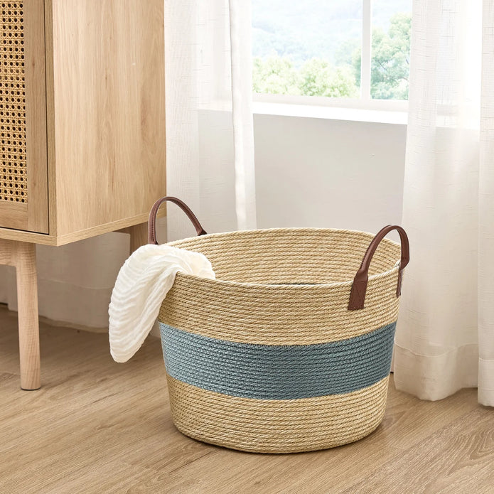 Baum Two-Tone Faux Wicker Basket