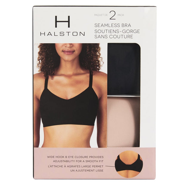 Halston Women's Seamless Bra, 2-pack - Black