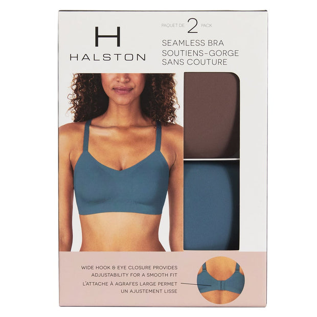 Halston Women's Seamless Bra, 2-pack - Blue