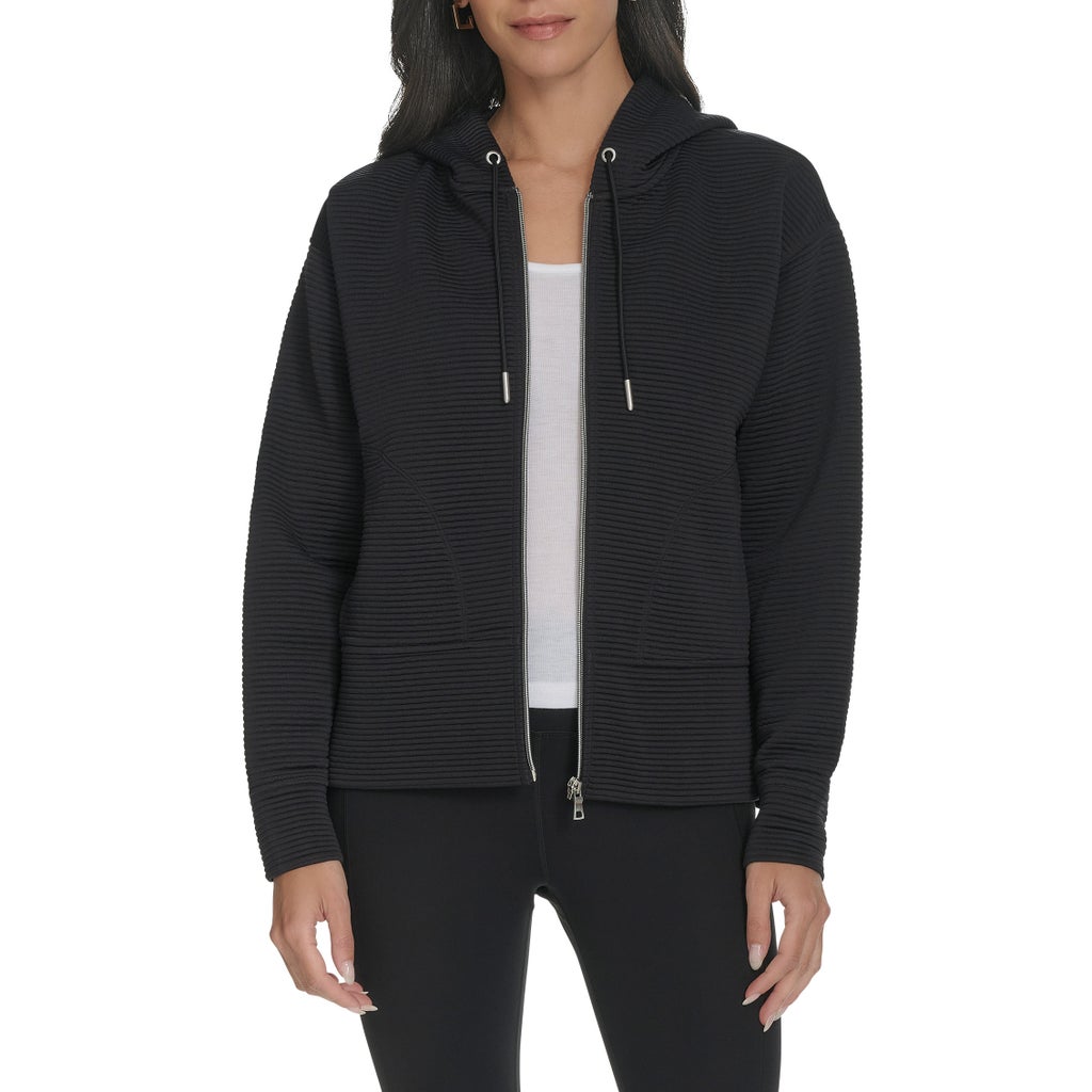 DKNY Jeans Women's Ottoman Rib Full Zip Hoodie