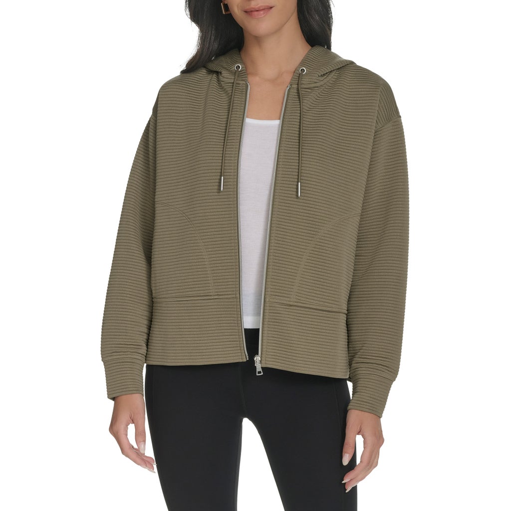 DKNY Jeans Women's Ottoman Rib Full Zip Hoodie
