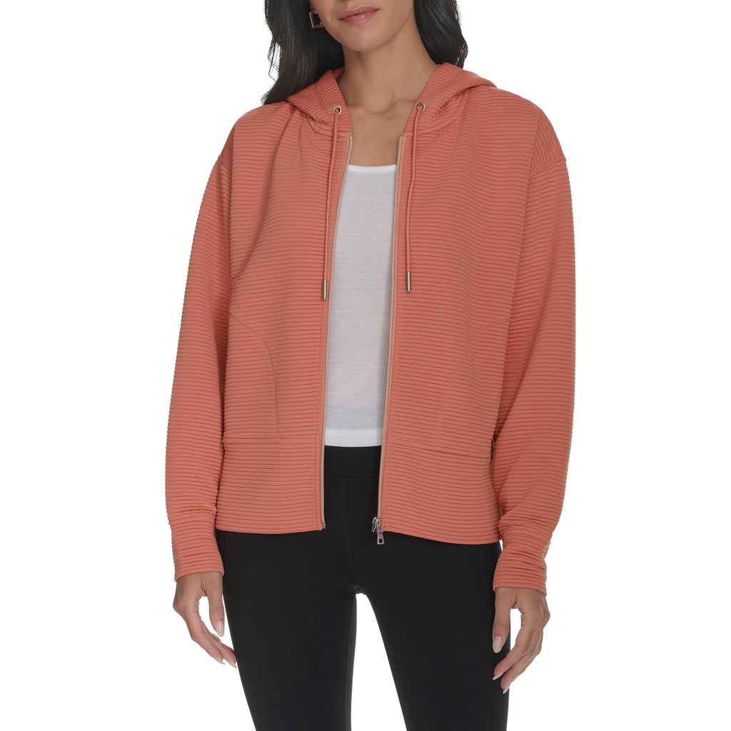 DKNY Jeans Women's Ottoman Rib Full Zip Hoodie