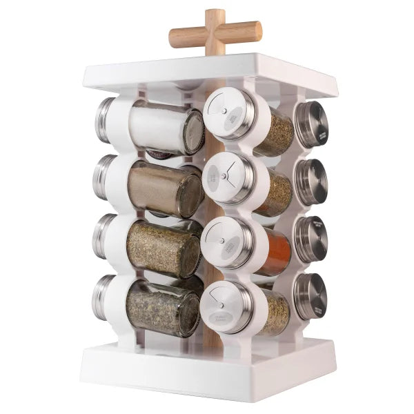 Urban Gourmet Echowood Revolving Spice Rack, 16 Jars
