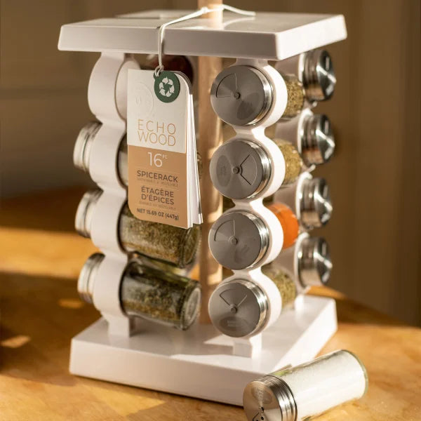 Urban Gourmet Echowood Revolving Spice Rack, 16 Jars