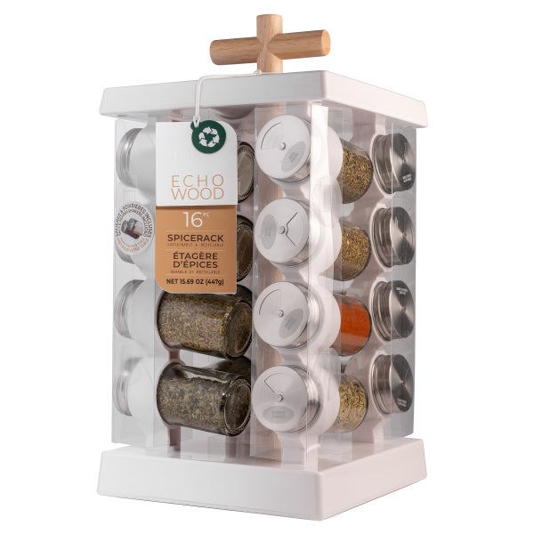 Urban Gourmet Echowood Revolving Spice Rack, 16 Jars