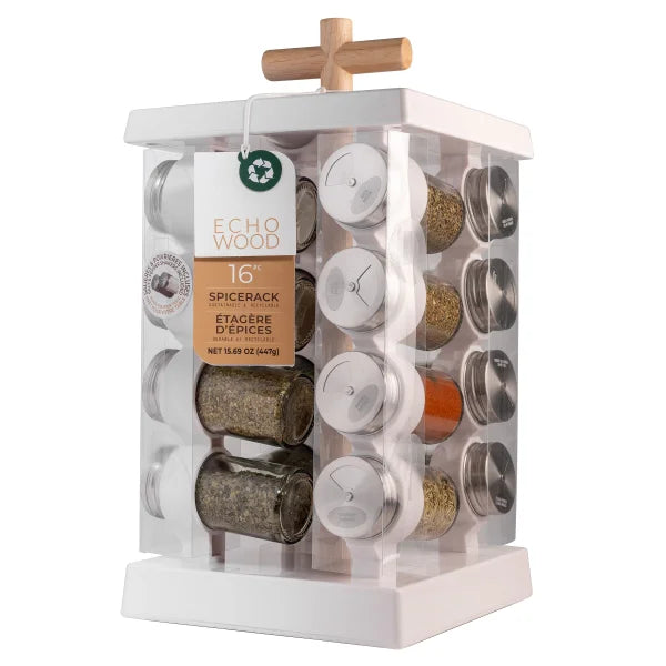 Urban Gourmet Echowood Revolving Spice Rack, 16 Jars