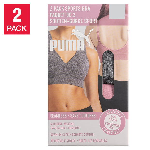 Puma Women's Sports Bra, 2-pack - Pink