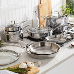 HENCKELS Legacy Stainless Steel Clad Cookware Set, 12-pieces