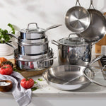 HENCKELS Legacy Stainless Steel Clad Cookware Set, 12-pieces