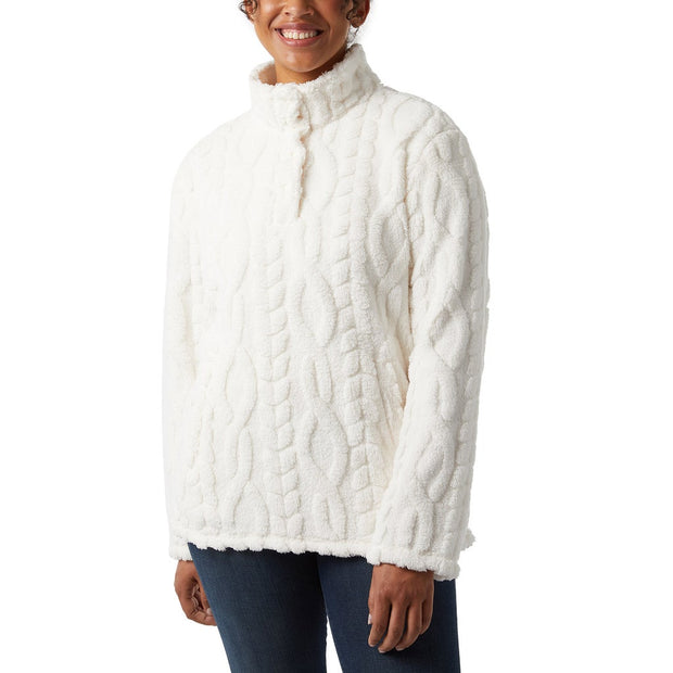 32 Degrees Women's Cable Sherpa Pullover - Cream