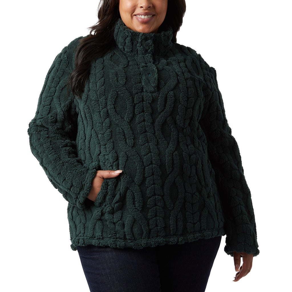 32 Degrees Women's Cable Sherpa Pullover