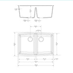 Appollo Vivienne 33 in. Double Bowl Granite Kitchen Sink