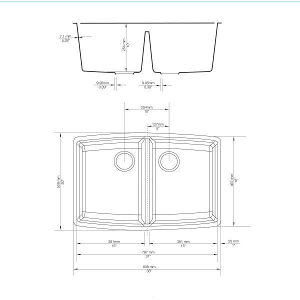 Appollo Vivienne 33 in. Double Bowl Granite Kitchen Sink