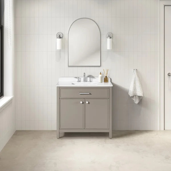 OVE Decors Margie Vanity in Stone Taupe Finish with Quartz Countertop