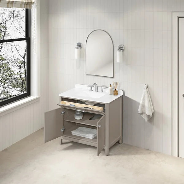 OVE Decors Margie Vanity in Stone Taupe Finish with Quartz Countertop