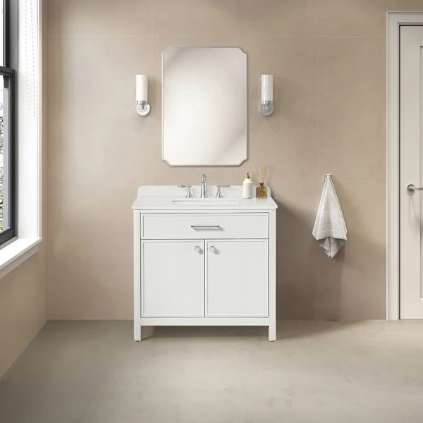 OVE Decors Margie Vanity in White Finish with Quartz Countertop