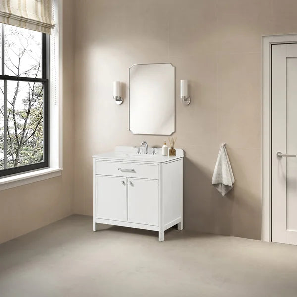OVE Decors Margie Vanity in White Finish with Quartz Countertop