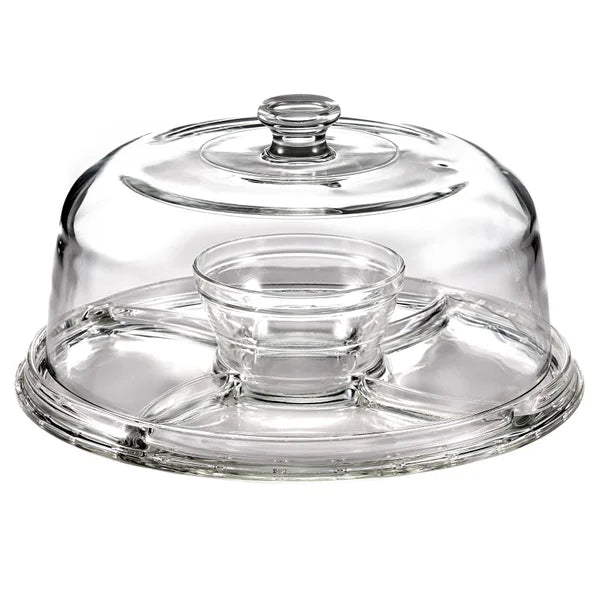 Maison Neuve Vetrina 6-in-1 Italian Glass Cake Stand with Dome