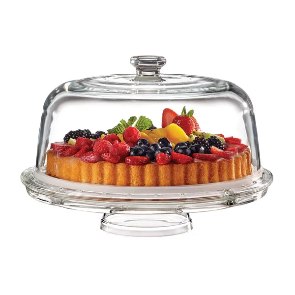 Maison Neuve Vetrina 6-in-1 Italian Glass Cake Stand with Dome
